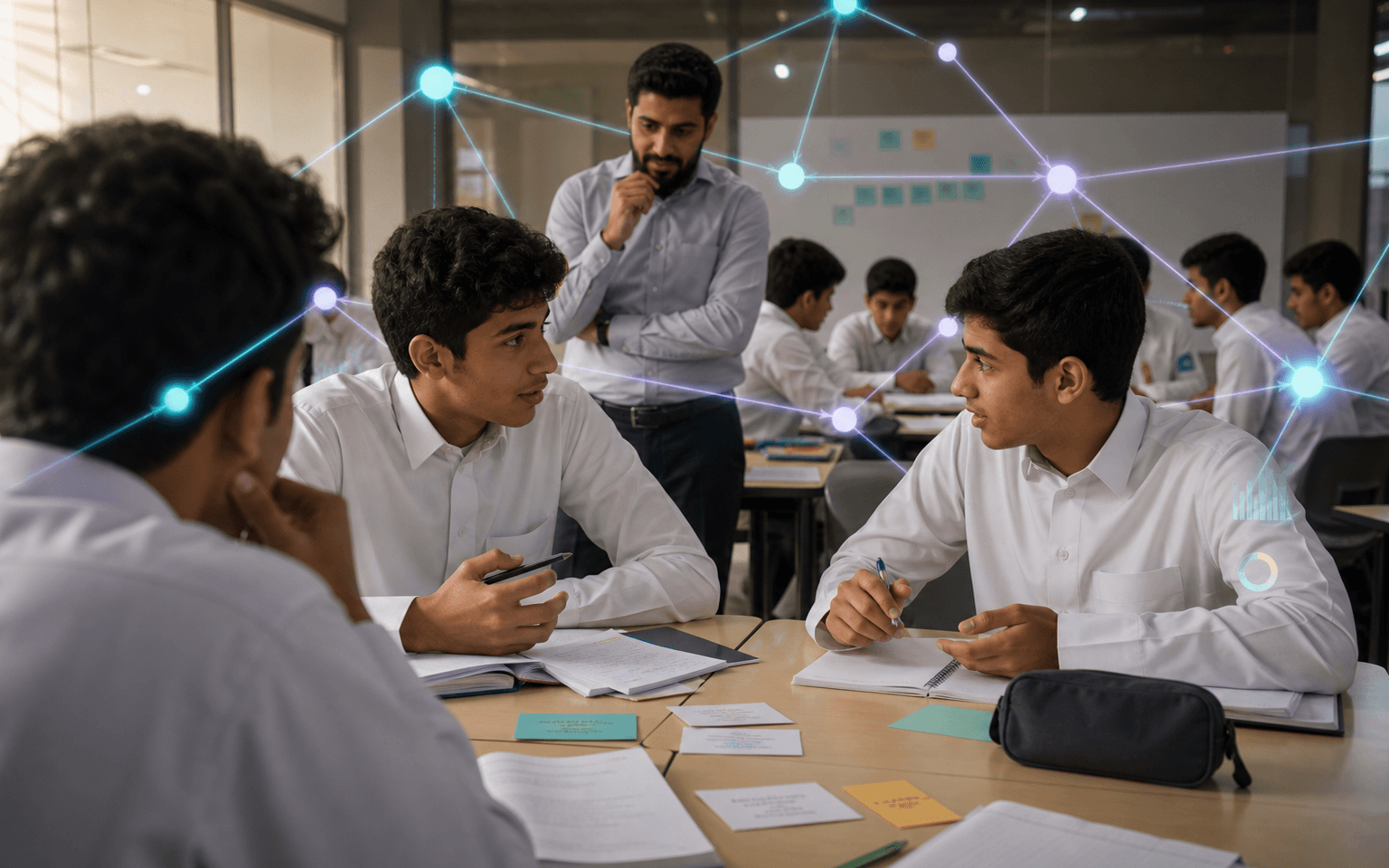 Directed classroom peer network with differently sized student nodes